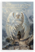 Psalm 91:11 'He Will Command His Angels' Guardian Angel 12x18 US Made Poster