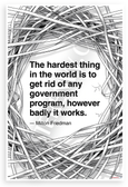 Milton Friedman 'Hardest Thing Government Program' Quote Inspirational 12x18 US Made Poster