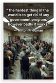 Milton Friedman 'Hardest Thing Government Program' Quote 12x18 US Made Poster