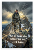 J.R.R. Tolkien "Not All Those Who Wander Are Lost" Mountain Climber 12x18 US Made Poster