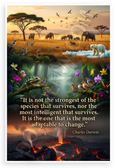 Charles Darwin "It Is Not the Strongest... Most Adaptable to Change" Wildlife Evolution Inspirational 12x18 US Made Poster