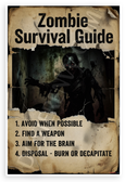 Zombie Survival Guide Avoid Weapon Brain Decapitate 12x18 US Made Poster