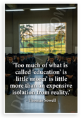 Thomas Sowell 'Too Much of What is Called Education' Quote Inspirational 12x18 US Made Poster
