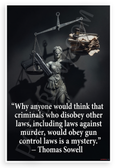 Thomas Sowell 'Criminals Obey Gun Control Mystery' Quote 12x18 US Made Poster