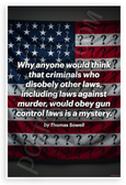Thomas Sowell "Criminals Obey Gun Control Mystery" Patriotic 12x18 US Made Poster