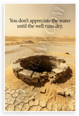 "You Don't Appreciate the Water Until the Well Runs Dry" Desert Inspirational 12x18 US Made Poster