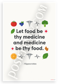 Hippocrates "Let Food Be Thy Medicine" Health Inspirational 12x18 US Made Poster