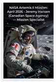 NASA Artemis II Jeremy Hansen Mission Specialist Space Exploration 12x18 US Made Poster