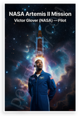 NASA Artemis II Mission Victor Glover Pilot Space Exploration 12x18 US Made Poster