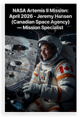 NASA Artemis II Jeremy Hansen Canadian Space Agency Mission Specialist 12x18 US Made Poster