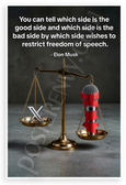 Elon Musk "You Can Tell Which Side is the Good Side" Freedom of Speech 12x18 US Made Poster