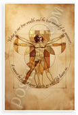 Leonardo da Vinci "Virtue Is Our True Wealth" Vitruvian Man Inspirational 12x18 US Made Poster
