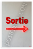 Sortie Emergency Exit Sign Glowing Red Arrow Minimalist 12x18 US Made Poster