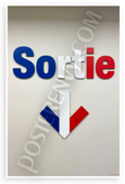 Sortie Emergency Exit French Flag Colors Arrow 12x18 US Made Poster
