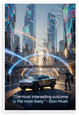 Elon Musk "Most Interesting Outcome Is Most Likely" Cyberpunk Sci-Fi 12x18 US Made Poster