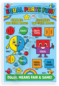 Equal Parts Fun Circles Squares Halves Educational 12x18 US Made Poster