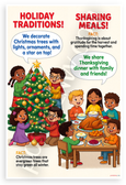 Holiday Traditions Christmas Trees Thanksgiving Meals Educational 12x18 US Made Poster