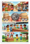 Barter System Ancient Coins Modern Currency Exchange Simple Economy Educational 12x18 US Made Poster