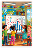 Weather Watchers Club Kids Graphing Data Educational 12x18 US Made Poster