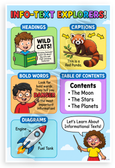 Info-Text Explorers Headings Captions Bold Words Diagrams Educational 12x18 US Made Poster