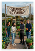 Sharing Is Caring Garden Plant Sharing Motivational 12x18 US Made Poster