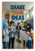 Share Your Ideas Diverse Students School Hallway Motivational 12x18 US Made Poster