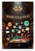 Share Your Ideas Diverse Children Library Discussion Educational 12x18 US Made Poster