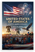 United States 250th Anniversary July 4 2026 Patriotic 12x18 US Made Poster