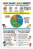 Save Smart Shine Bright Money Management Kids Educational 12x18 US Made Poster