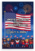 United States 250th Anniversary July 4 2026 Pixel Art 12x18 US Made Poster