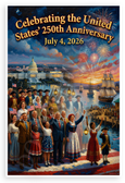 United States 250th Anniversary July 4 2026 Patriotic 12x18 US Made Poster