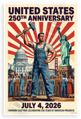 United States 250th Anniversary Forward Together WPA Style 12x18 US Made Poster