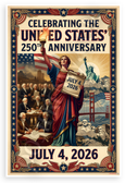 United States 250th Anniversary July 4 2026 Vintage Patriotic 12x18 US Made Poster