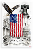 United States 250th Anniversary Bald Eagle Liberty Bell Capitol Patriotic 12x18 US Made Poster