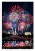 Happy Independence Day Fireworks Over Washington DC National Mall 12x18 US Made Poster