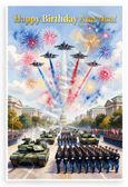 Happy Birthday America! Military Parade Fireworks Capitol 12x18 US Made Poster