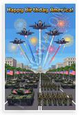 Happy Birthday America Pixel Art Military Parade 12x18 US Made Poster