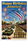 Happy Birthday America! Washington DC Military Parade WPA Style 12x18 US Made Poster