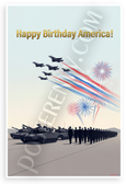 Happy Birthday America Military Parade Fireworks Jets 12x18 US Made Poster