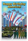 Happy Birthday America! Military Parade Fireworks Jets Patriotic 12x18 US Made Poster