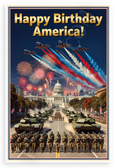 Happy Birthday America Washington DC Military Parade Vintage 12x18 US Made Poster