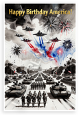 Happy Birthday America! Military Parade Fireworks Jets 12x18 US Made Poster