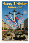 Happy Birthday America! Military Parade Fireworks Jets Patriotic 12x18 US Made Poster
