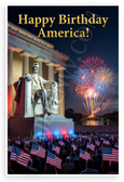Happy Birthday America Lincoln Memorial Fireworks Patriotic 12x18 US Made Poster