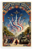 Happy Birthday America! Military Parade Fireworks Jets Patriotic 12x18 US Made Poster