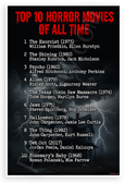 Top 10 Horror Movies of All Time List 12x18 US Made Poster