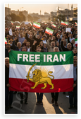 Free Iran Protest Iranian Lion Flag Crowd Rally 12x18 US Made Poster
