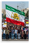 Free Iran Lion and Sun Flag Tehran Milad Tower Protest 12x18 US Made Poster