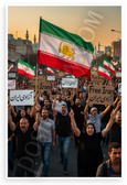 Free Iran Protest Iranian Lion Flag Crowd 12x18 US Made Poster