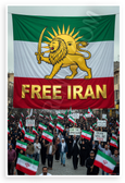 Free Iran Iranian Lion Flag Protest Crowd Patriotic 12x18 US Made Poster